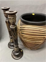 Contemporary Pottery Planter with Candlesticks
