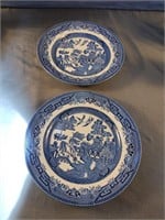 Vintage set of 2 8" Blue Willow Churchill