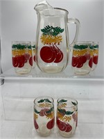 Vintage MCM Tomato pitcher & glass set
