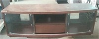 Entertainment table with drawer & sliding glass