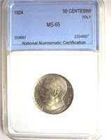 1924 50 Centesimi NNC MS65 Italy