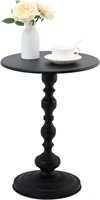 QENUIITEA Matte Black Round Side Table