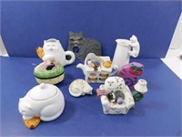 Decorative Cat Lot--Creamers, Sugars, Pitcher and