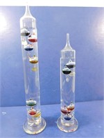 2 Liquid Glass Thermometers--17" Tall and 13"