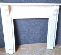 SHABBY WHITE WOOD ANTIQUE FIREPLACE MANTLE 55" W