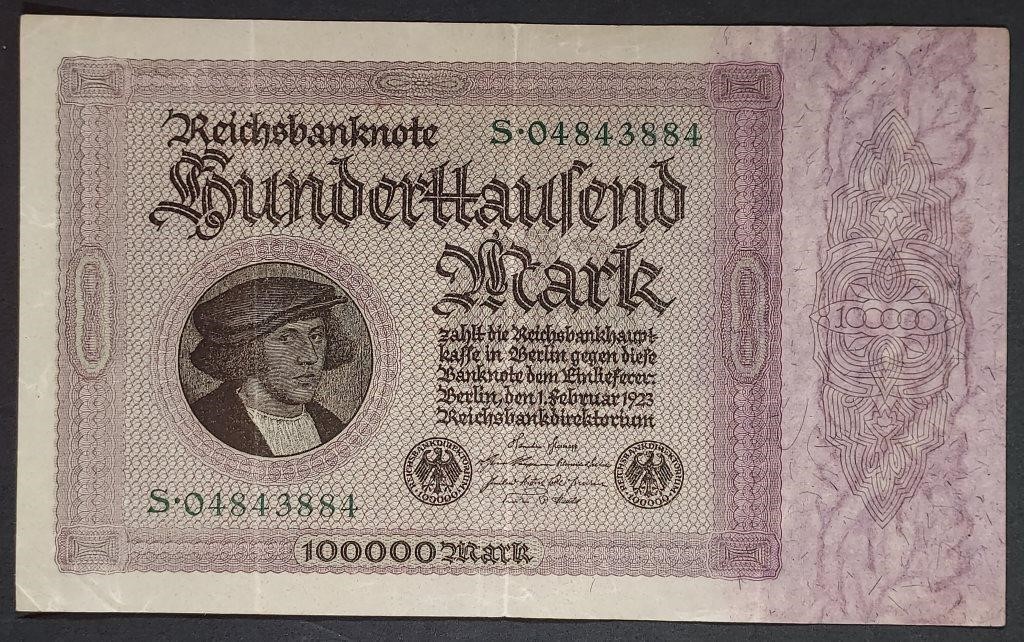 1923  Germany  100,000 Marks note