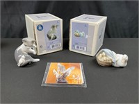 Lladro Cat & Mouse and Duckling Figurines