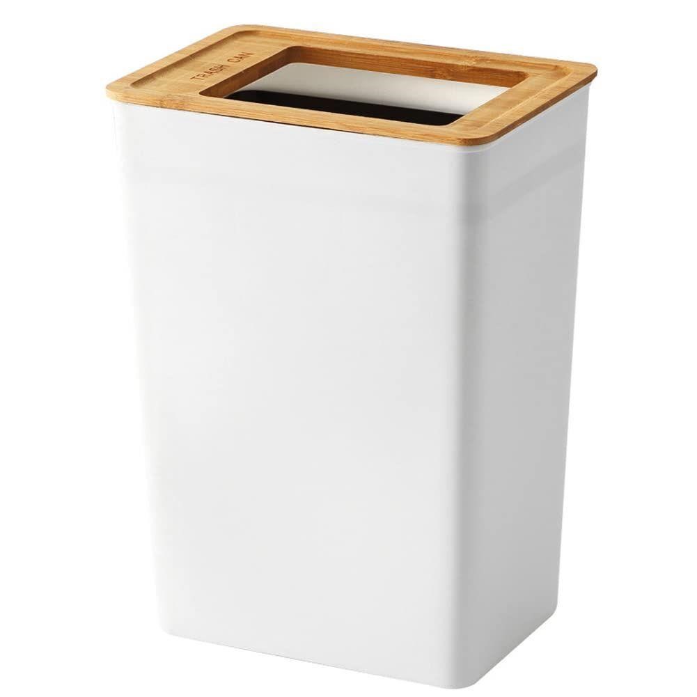 Trash Can Small Wastebasket with Bamboo Lid