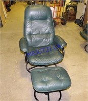 Green Recliner Chair c/w Foot Stool