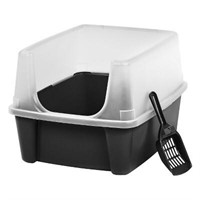IRIS USA Cat Litter Box with Shield  Black