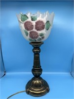 Vintage Reverse Painted Lamp - Signed Diana
