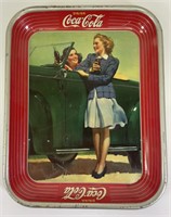 1942 Coca-Cola "Two Girls at Car Roadster" Tray