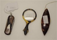 Three Victorian tortoiseshell accessory pieces