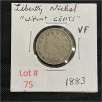 1883 Liberty Nickel "Without Cents"
