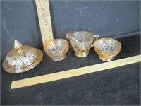 4 Piece Jeanette Carnival Glass