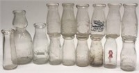 Lot of 15 Vintage Local Dairy Bottles