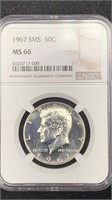 1967 SMS Silver Kennedy Silver Half NGC MS66