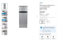W8373  Avanti Apartment Refrigerator 7.3 cu. ft.