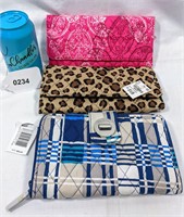 3 Vera Bradley Quilted Wallets NEW