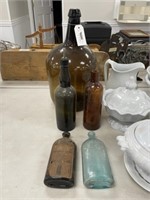 5 Antique Colored Bottles