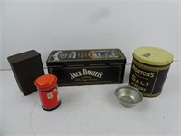 Lot of 5 Vintage Tin Items - Jack Daniels Mortons