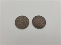 1910 and 1911 large one cent coins