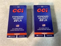 CCI 22LR Ammo, 2-50 Round Boxes, 100 Rounds Total