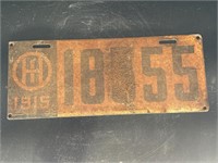 1915 OHIO LICENSE PLATE # 18555 FAIR CONDITION