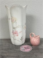Beautiful Fine China Vase and Dusty Rose Jug