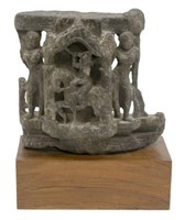 HINDU CARVED STONE SCULPTURE WITH DEITIES