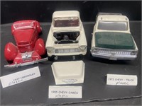Three plastic models. Includes a 1937 Chevrolet