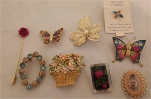 Blue Bird of Happiness, Assorted Brooches &  Pins
