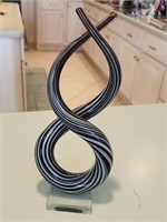 Murano Glassware black & white helix swirl sculptu