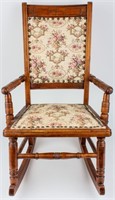 Furniture Vintage Childs Needlepoint Rocking Chair