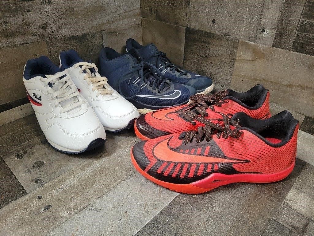 Mens Size 12 Shoe Lot 3 Pair - Nike/Fila