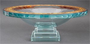 Signed Versace Style Glass Centerpiece Bowl