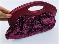 Vintage EXPRESS Burgundy Pink Sequin Clutch