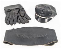 1950-60 Harley-Davidson Leather Hat Gloves & Belt