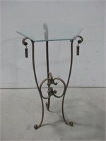 18.5"x 18.5"x 39.5" Glass Table W/Metal Legs