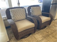 PAIR OF BEACON PARK SWIVEL GLIDING CHAIRS