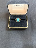 Ring With Opal Style Stone Marked 10K