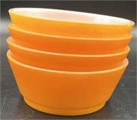 4 Vintage FireKing Orange Cereal Bowls