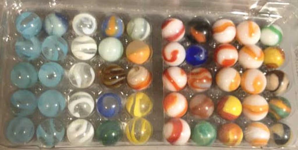 Tray of 50 Vintage Marbles