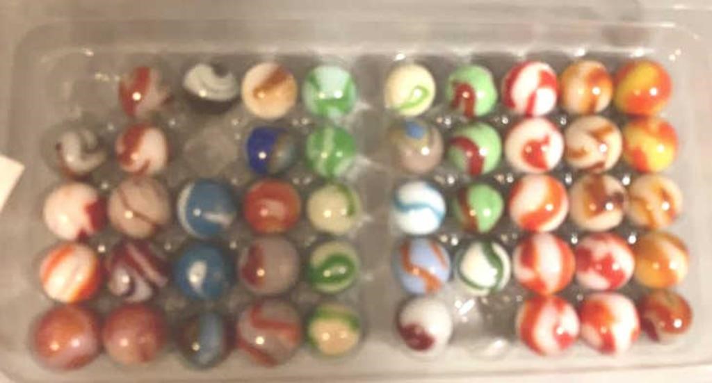 Tray of 40+ Vintage Marbles