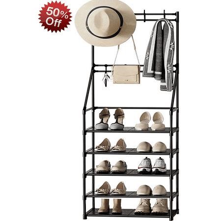 TECHVIDA 5-Tier Shoe Rack with 8 Hooks