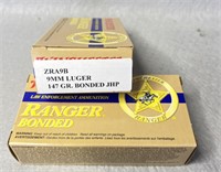 (100) Rnds 9mm, Winchester Ranger 147 Gr. JHP