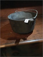 Footed & lidded cast iron pot