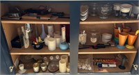 U - MIXED LOT OF CANDLE HOLDERS, GLASSWARE & VASES
