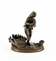 Man With Bagpipe Bronze Matchstick Holder