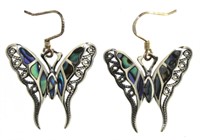 Gorgeous Abalone Butterfly Dangle Earrings